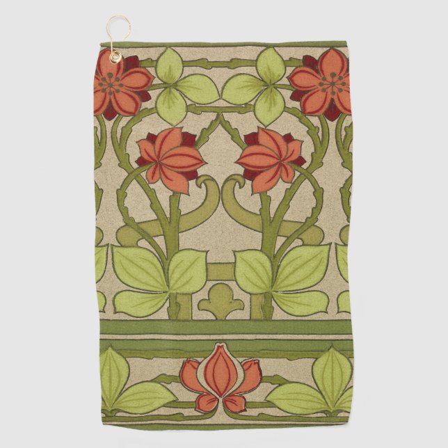 Frieze Border Art Nouveau Floral Golf Towel (Front)