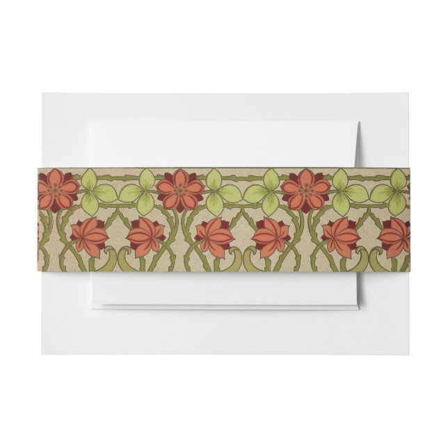 Frieze Border Art Nouveau Floral Invitation Belly Band (Front Example)
