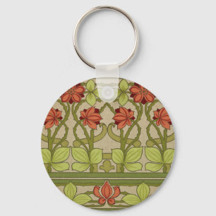 Frieze Border Art Nouveau Floral Key Ring