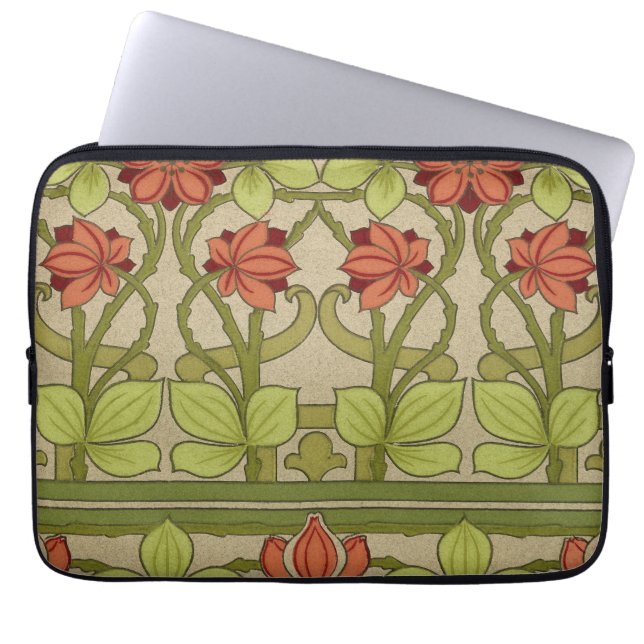 Frieze Border Art Nouveau Floral Laptop Sleeve (Front)