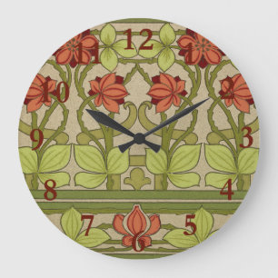 Frieze Border Art Nouveau Floral Large Clock