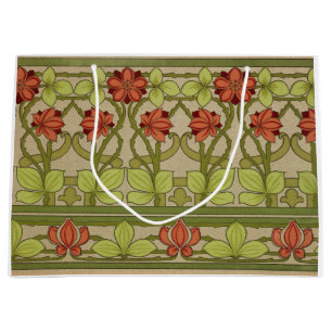 Frieze Border Art Nouveau Floral Large Gift Bag