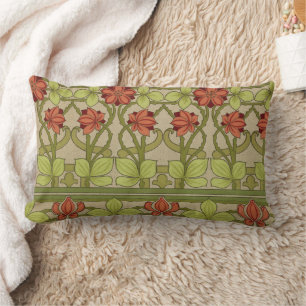 Frieze Border Art Nouveau Floral Lumbar Cushion