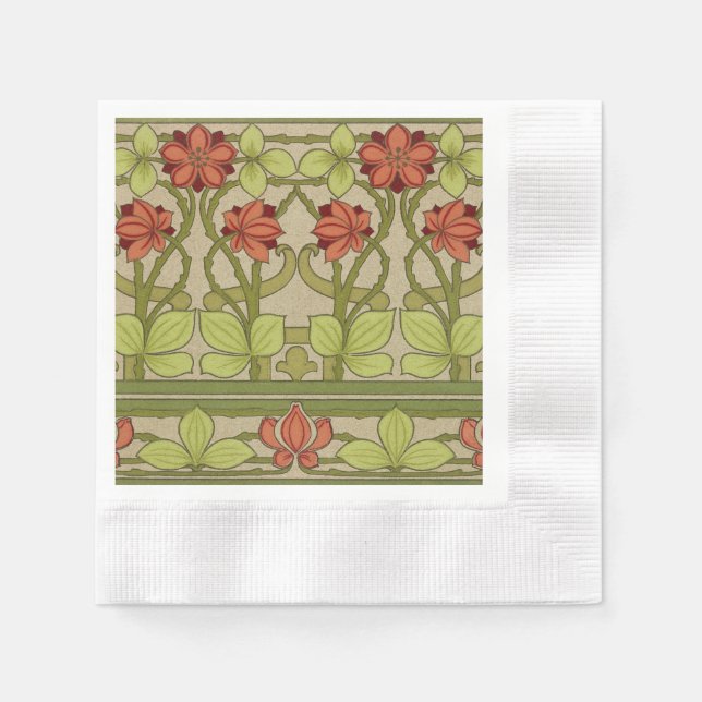 Frieze Border Art Nouveau Floral Napkin (Front)