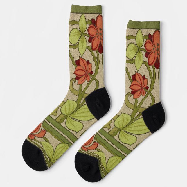 Frieze Border Art Nouveau Floral Socks (Left)
