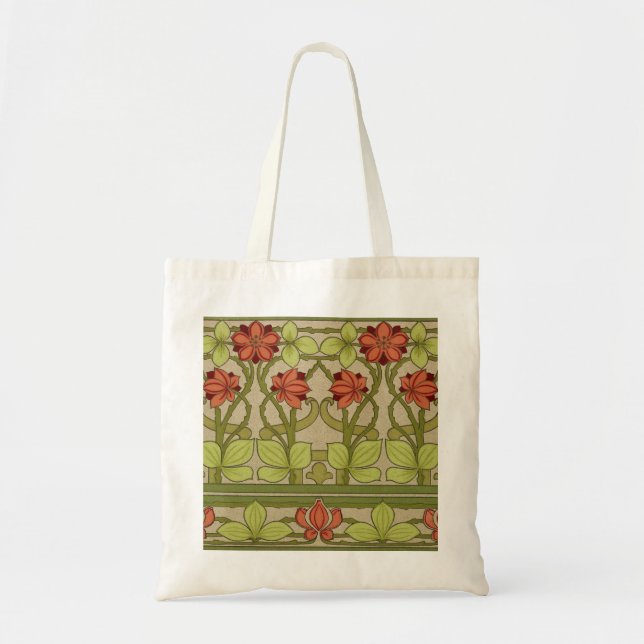 Frieze Border Art Nouveau Floral Tote Bag (Front)