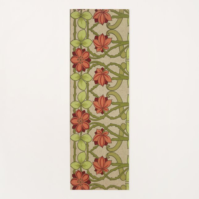 Frieze Border Art Nouveau Floral Yoga Mat (Front)