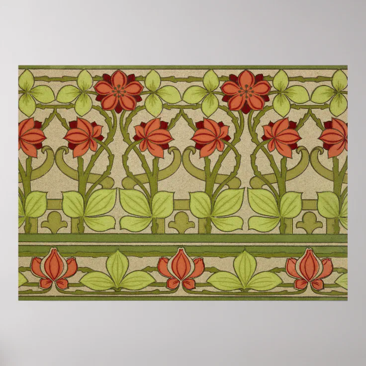 Frieze Border Art Nouveau Wallpaper Poster Zazzle