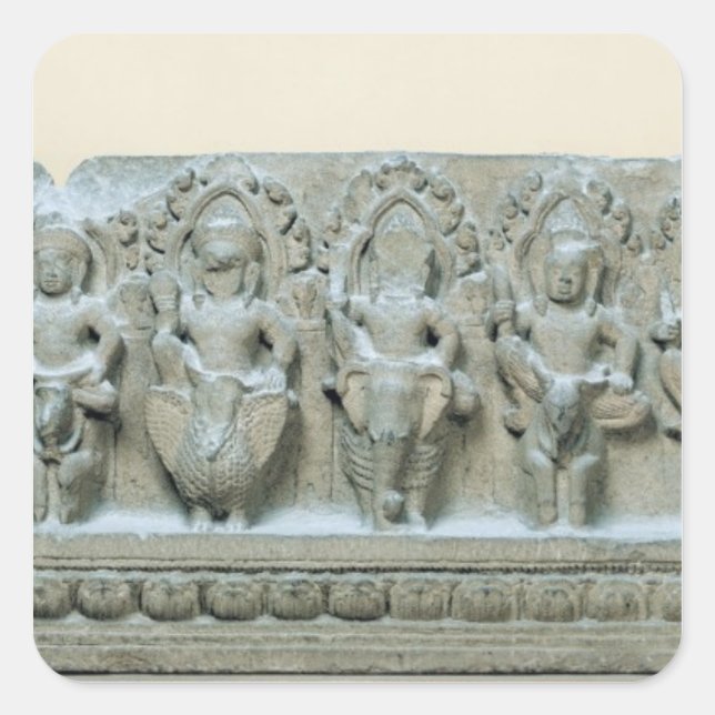 Frieze depicting nine divinities square sticker (Front)
