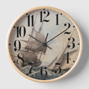 Frigate in a swell 17th century clock