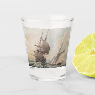 Frigate in a swell 17th century shot glass