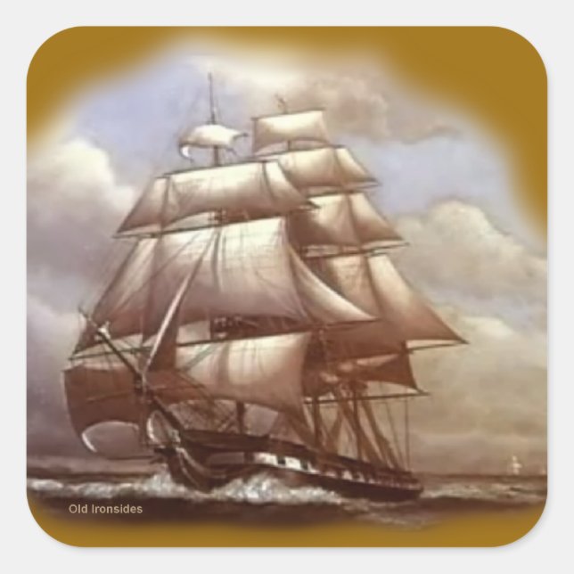 Frigate "Old Ironsides" USS Constitution Square Sticker (Front)
