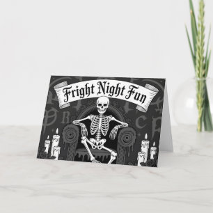 Fright Night Fun: Skeleton on Throne Design Card