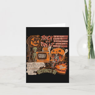 Fright Night Halloween Skeletons Aliens Pumpkins Card