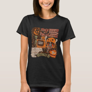 Fright Night Halloween Skeletons Aliens Pumpkins T-Shirt