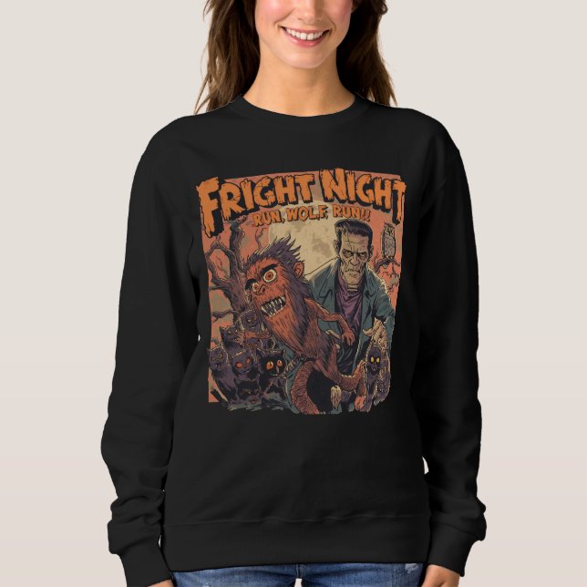 Fright Night Horror Poster – Retro Werewolf and Mo Sweatshirt (Front)