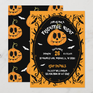 Fright Night Scary Halloween Pumpkin Carving Party Invitation