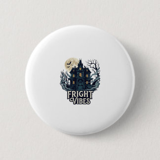 Fright Vibes Haloween Haunted House Full Moon Bats 6 Cm Round Badge