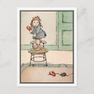 Frightened Girl and Mouse by Kate Fricero Postcard