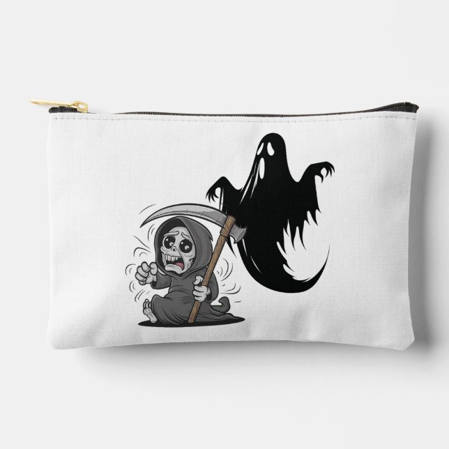 Frightened grim reaper and ghost. accessory pouch (Front)