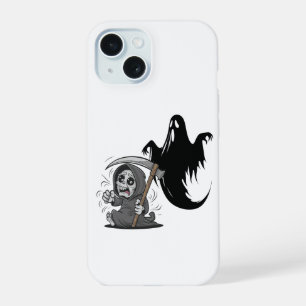 Frightened grim reaper and ghost. iPhone 15 case