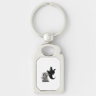 Frightened grim reaper and ghost. key ring