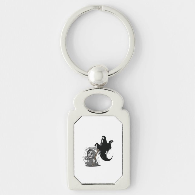 Frightened grim reaper and ghost. key ring (Front)