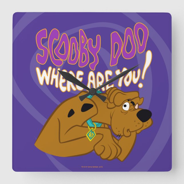 Frightened Scooby-Doo Square Wall Clock (Front)