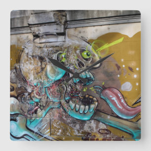 Frightened Skull Square Wall Clock