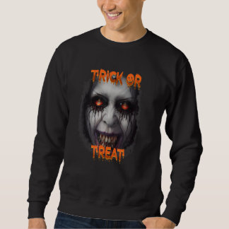 Frightening Evil Witch Trick or Treat Horror Night Sweatshirt