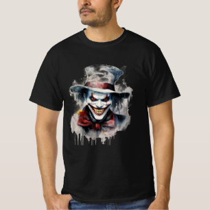 Frightening Face: Evil Clown Smile in Halloween T-Shirt