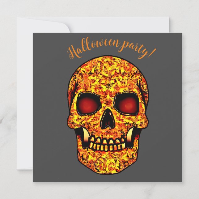 Frightening Halloween skull with red eyes  Invitation (Front)