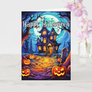Frightful Haunted House   Happy Halloween Card