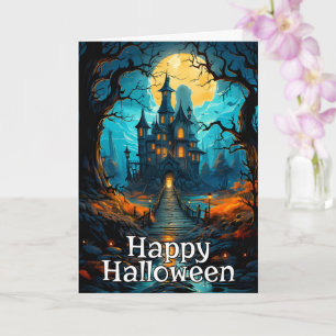 Frightful Old Haunted House Happy Halloween Card