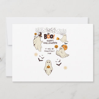 Frightfully Fun Ghosts – Cute Halloween Cartoon  Invitation