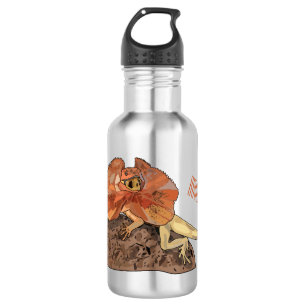 Frilled-neck lizard cartoon illustration 532 ml water bottle