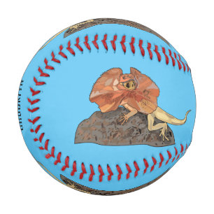 Frilled-neck lizard cartoon illustration baseball