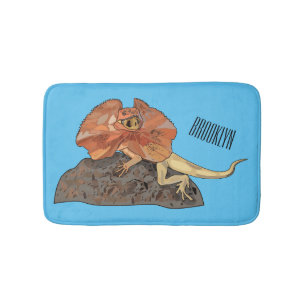 Frilled-neck lizard cartoon illustration bath mat