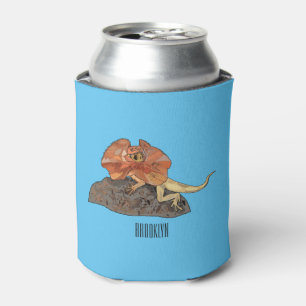 Frilled-neck lizard cartoon illustration can cooler