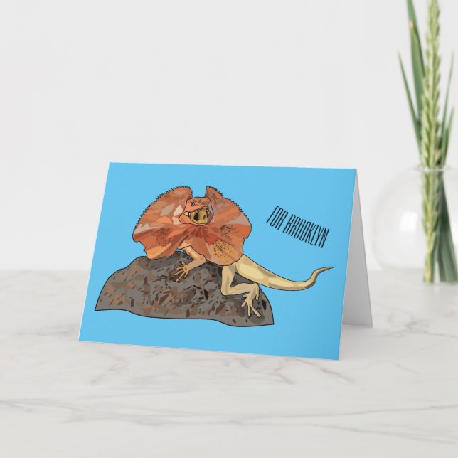 Frilled-neck lizard cartoon illustration card (Front)