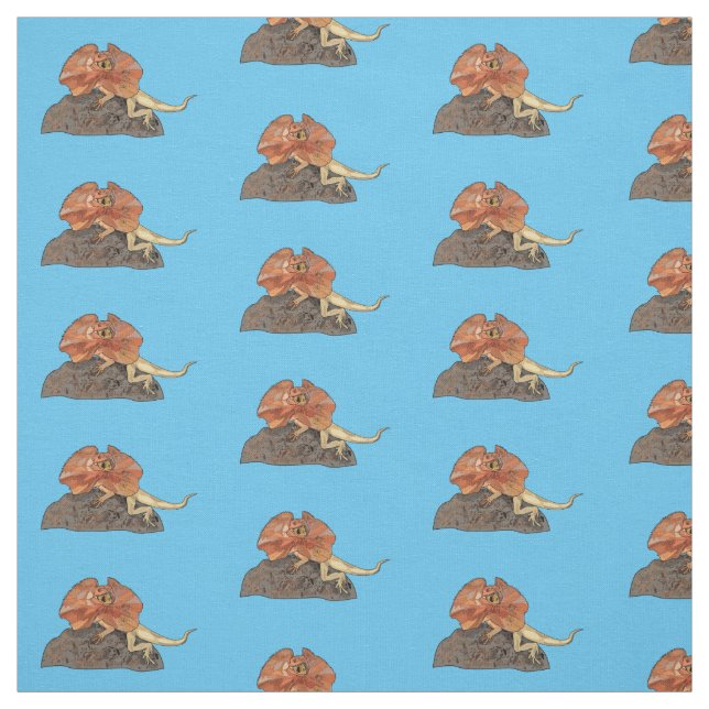 Frilled-neck lizard cartoon illustration fabric (Swatch)