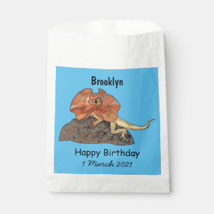 Frilled-neck lizard cartoon illustration favour bags