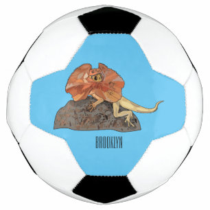 Frilled-neck lizard cartoon illustration football
