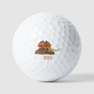 Frilled-neck lizard cartoon illustration golf balls