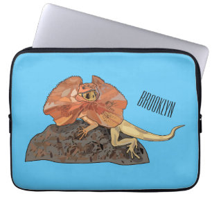 Frilled-neck lizard cartoon illustration laptop sleeve