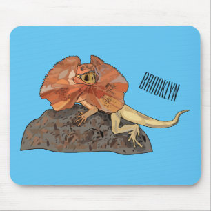 Frilled-neck lizard cartoon illustration mouse mat