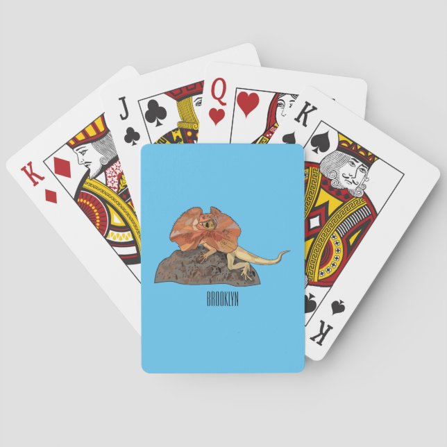 Frilled-neck lizard cartoon illustration playing cards (Back)