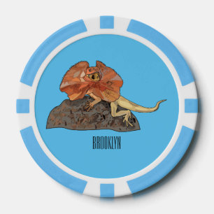 Frilled-neck lizard cartoon illustration poker chips