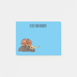 Frilled-neck lizard cartoon illustration post-it notes