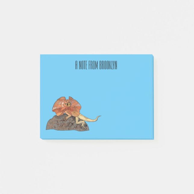 Frilled-neck lizard cartoon illustration post-it notes (Front)